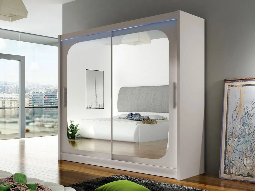 Skriňa London VIII, Farby: kašmír, Osvetlenie: osvetlenie LED RGB - farebné