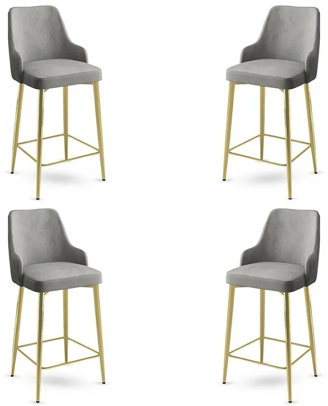 Sada barových stoličiek Enox Grey and Gold, 4 ks