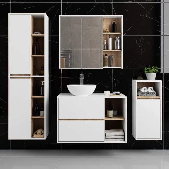 Kúpeľňová skrinka VAMI Š35 1D 1W biela ​​/ dub sonoma