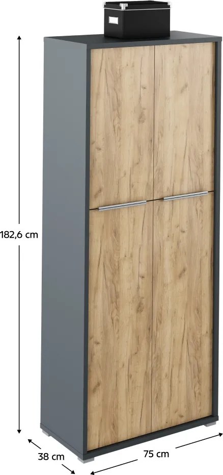 Policová skriňa Hamila NEW TYP 07 (grafit + dub artisan). Vlastná spoľahlivá doprava až k Vám domov. 1028761