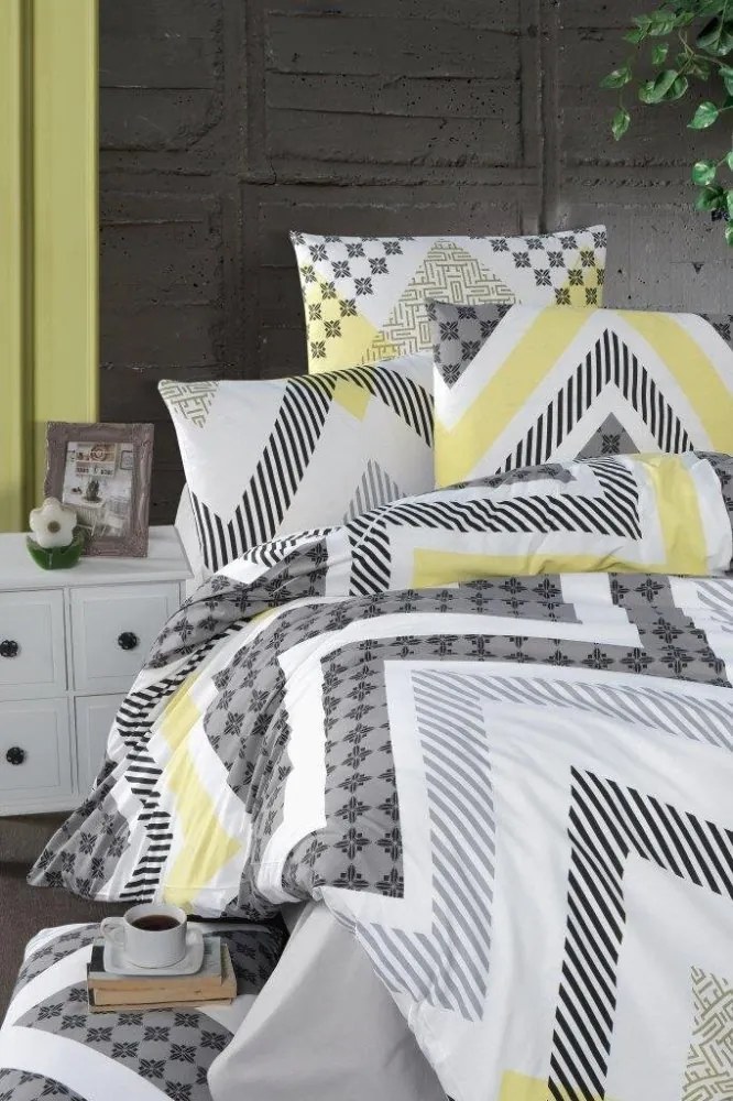 Bavlnené obliečky Zigzag Grey 140x220/70x90 cm
