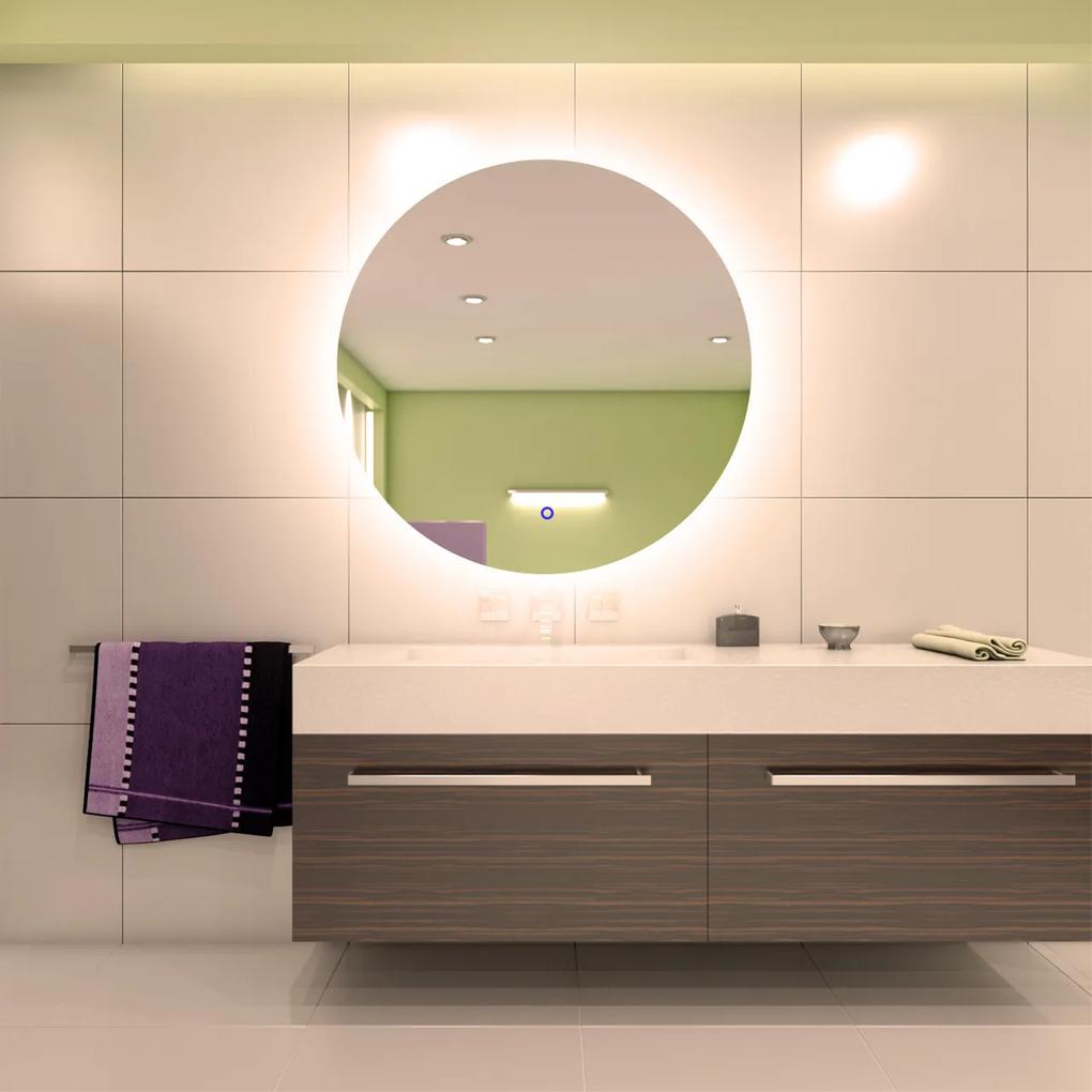 LED zrkadlo okrúhle Romantico ⌀80cm teplá biela - dotykový spínač