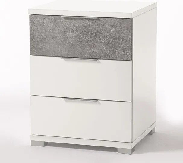 Vyšší nočný stolík Anton, biela/beton