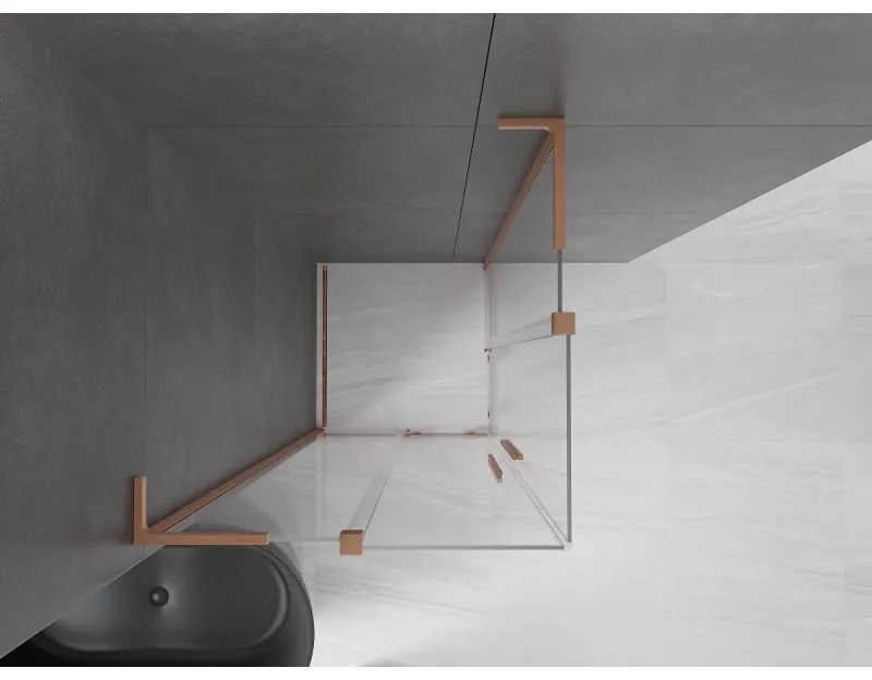 Mexen Velar L Duo, sprchový kút s posuvnými dverami 90 x 90 cm, 8mm číre sklo, medená matná, 871-090-090-02-03-65