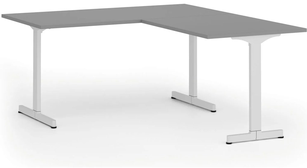 Kancelársky stôl PRIMO BETA L, 160x180 cm, biela podnož, grafit