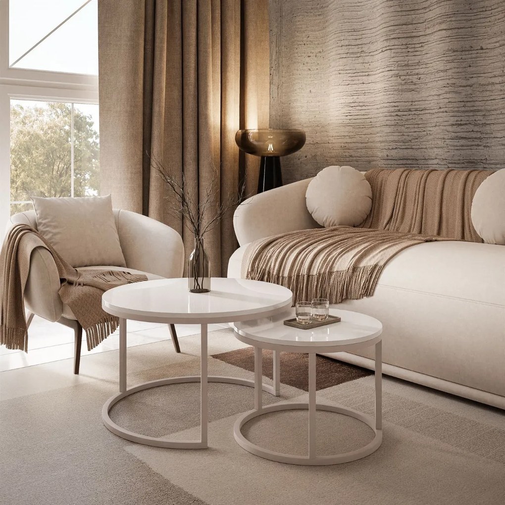 KONFERENČNÝ STOLÍK LEONARDO 2V1 KAŠMÍR + BIELY LESK