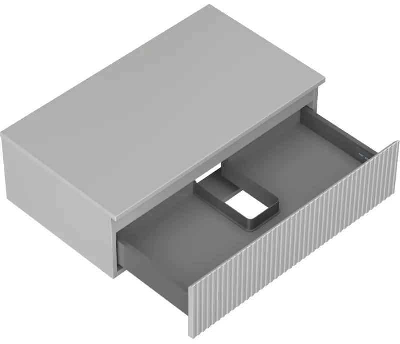 Mexen Rivel, kúpeľňová skrinka 80 cm s pracovnou doskou, 1 zásuvka, drážkovaná, sivá matná, 91A20-08023-1-BFC62