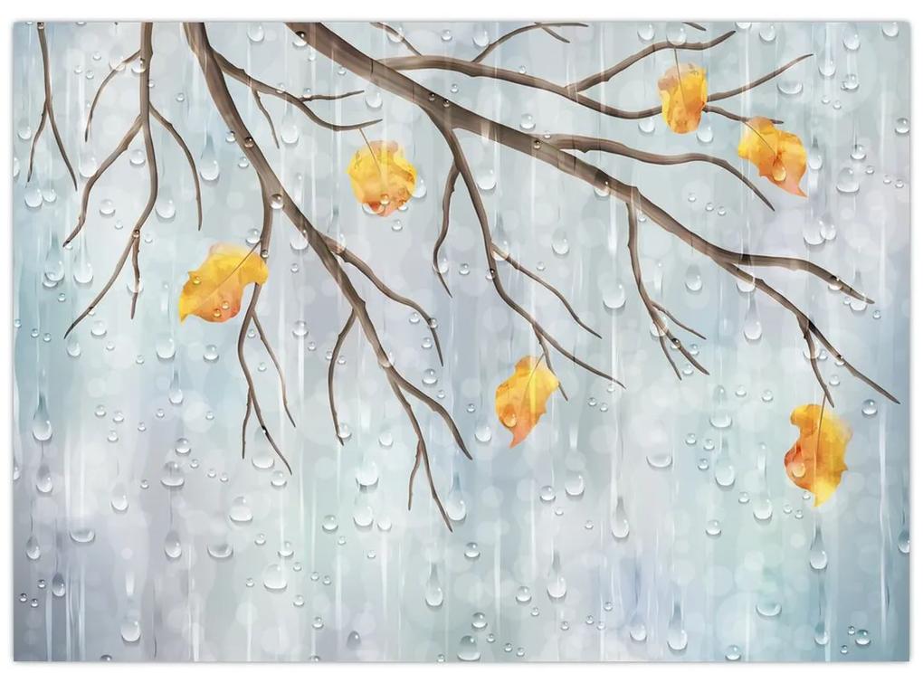 Sklenený obraz - Daždivý jeseň (70x50 cm)