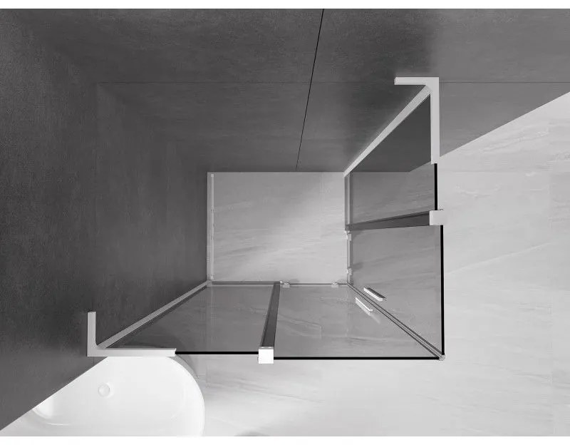 Mexen Velar L Duo, sprchový kút s posuvnými dverami 90 x 80 cm, 8mm šedé sklo, biela matná, 871-090-080-02-43-20
