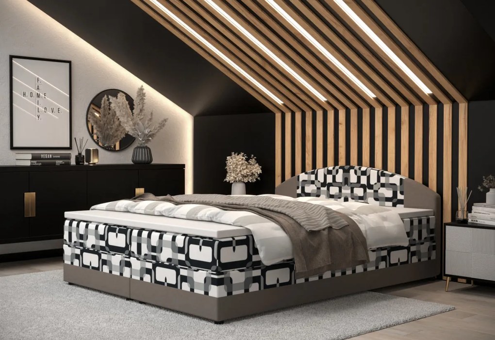 Čalouněná postel boxspring ORAN - damir 3/rainbow 83 / 180x200