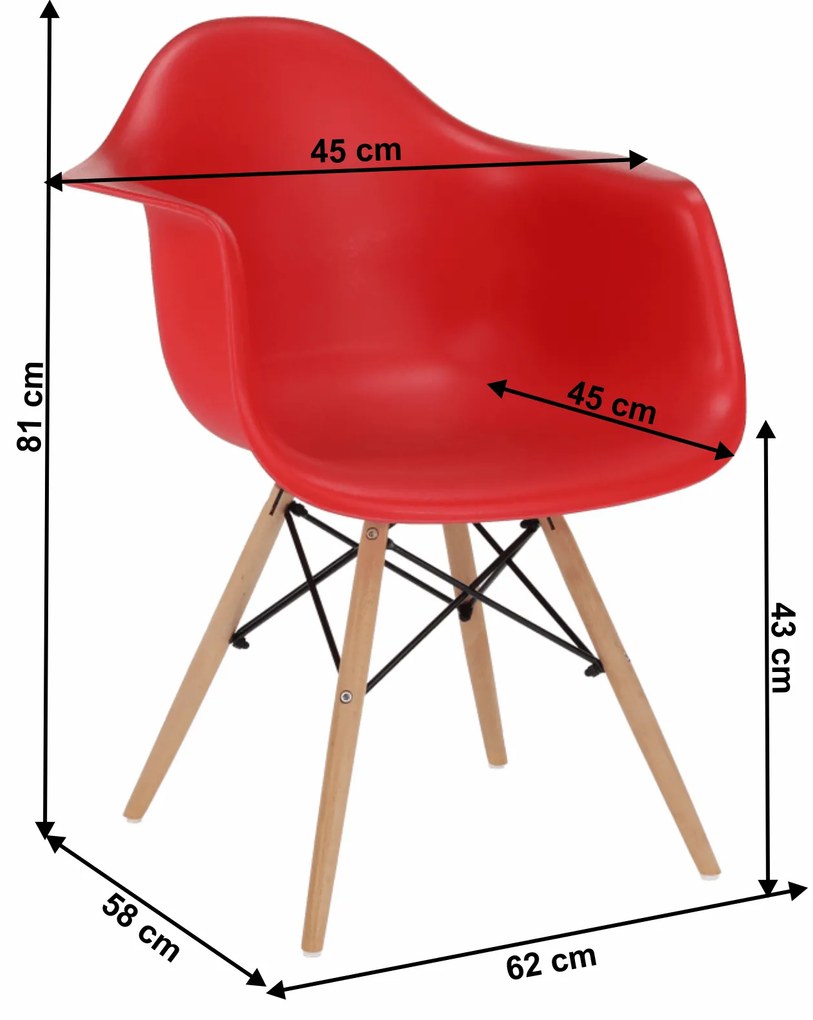 Tempo Kondela Kreslo, červená/buk, DAMEN NEW