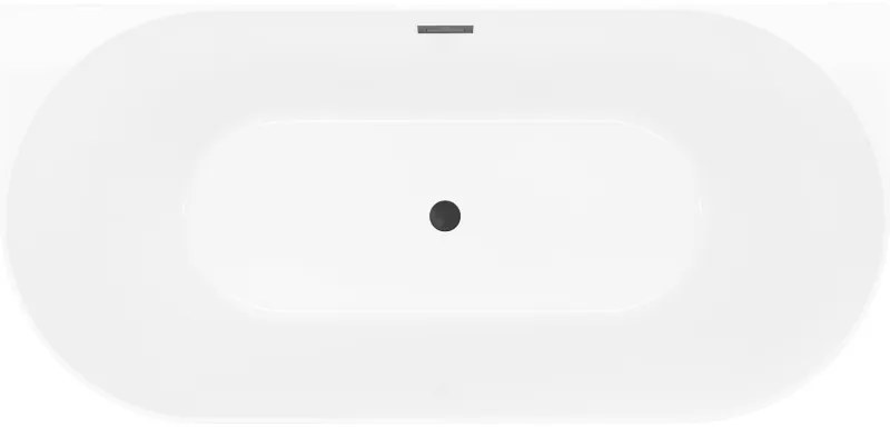 Mexen Oval Slim, voľne stojaca vaňa ku stene, 170 x 80 cm, biela-šedá, čierny matný prepad, 52661708062-70