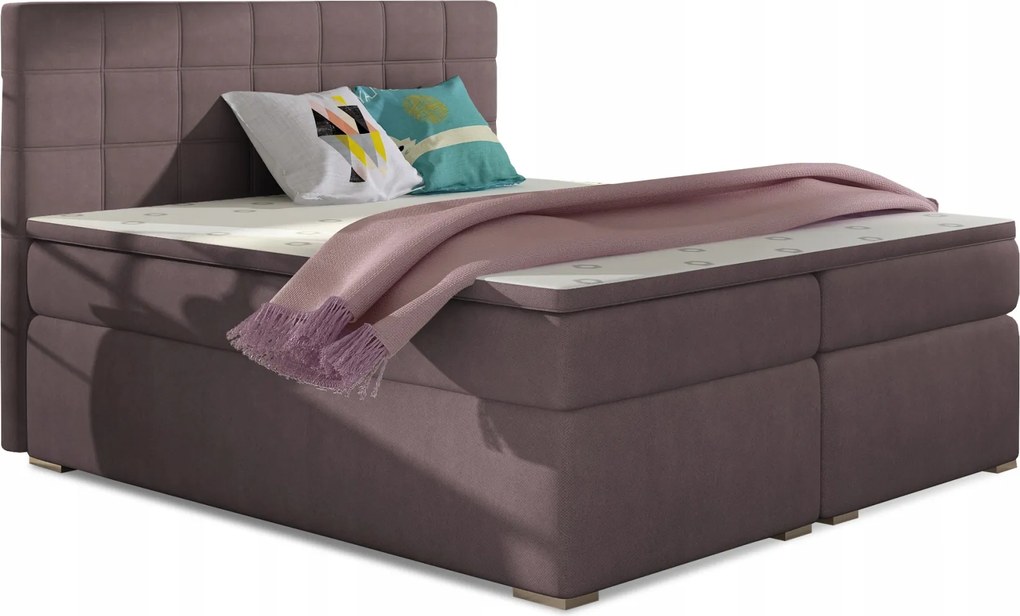 Manželská posteľ Boxspring 160 cm Abbie (ružová) (s matracmi)