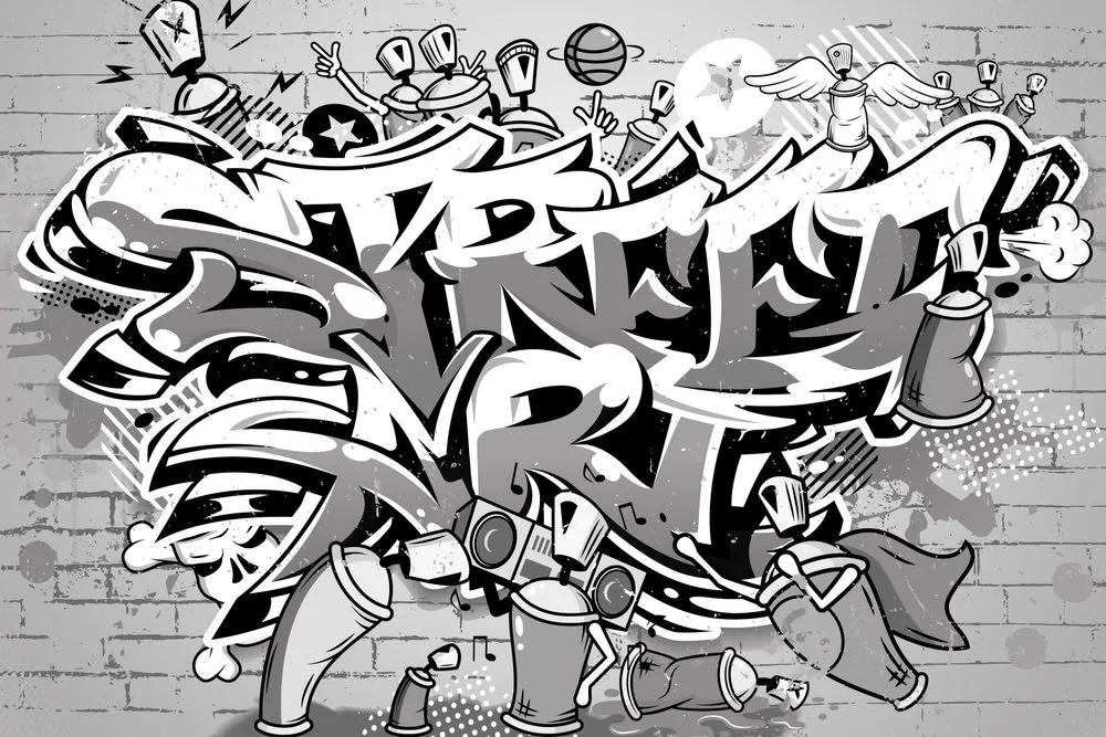 Tapeta šedý Street Art nápis so sprejmi - 225x150
