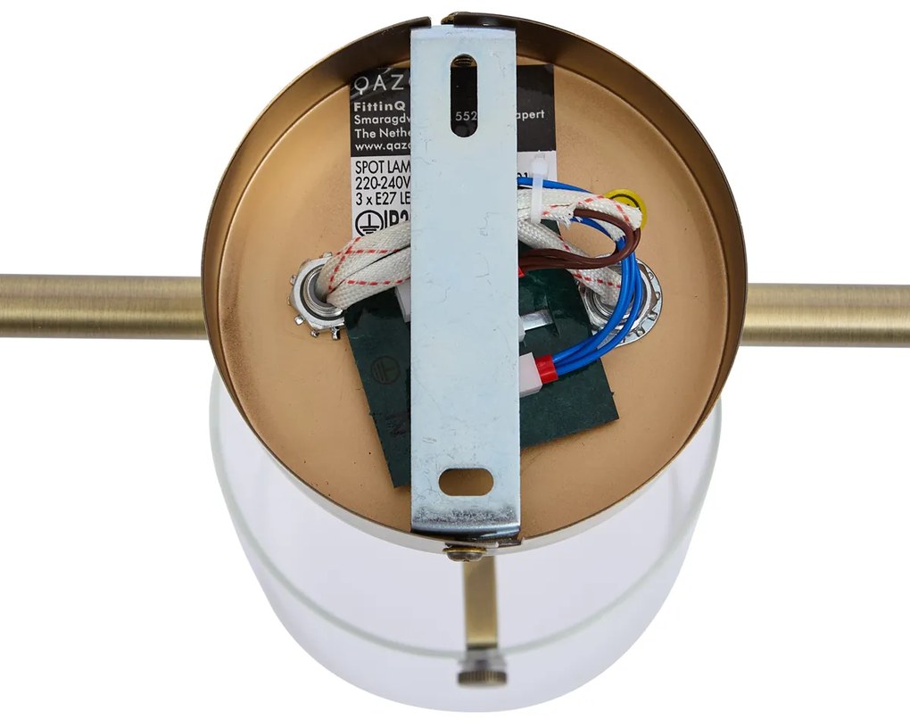 Dizajnový stropný reflektor bronzový s čírym sklom 3-svetelný - Domo