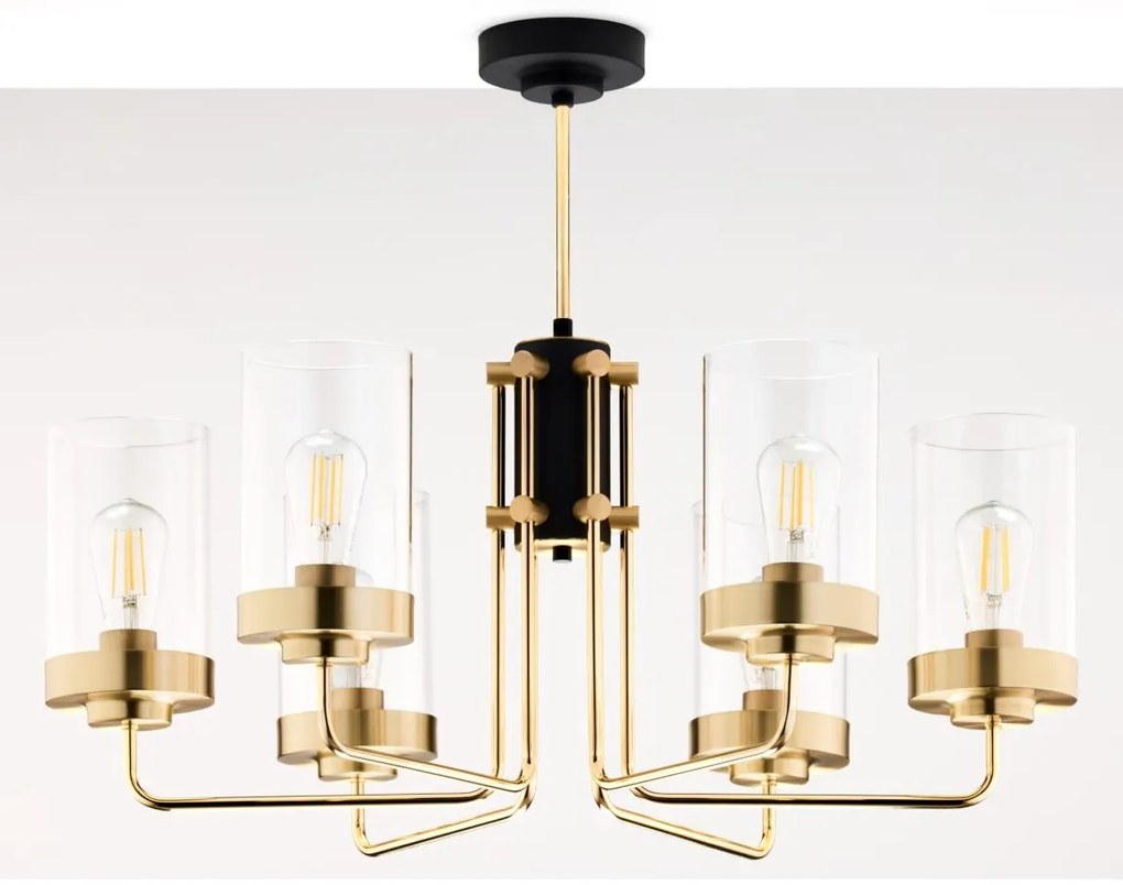 Jupiter 2089 - Luster na tyči RAMIREZ 6xE27/15W/230V zlatá/čierna