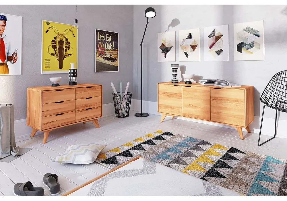 Nízka komoda z dubového dreva 90x63 cm Greg - The Beds