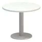 Kruhový konferenčný stôl Alfa 400 so sivým podnožím, 70 x 50,7 cm, dezén biely