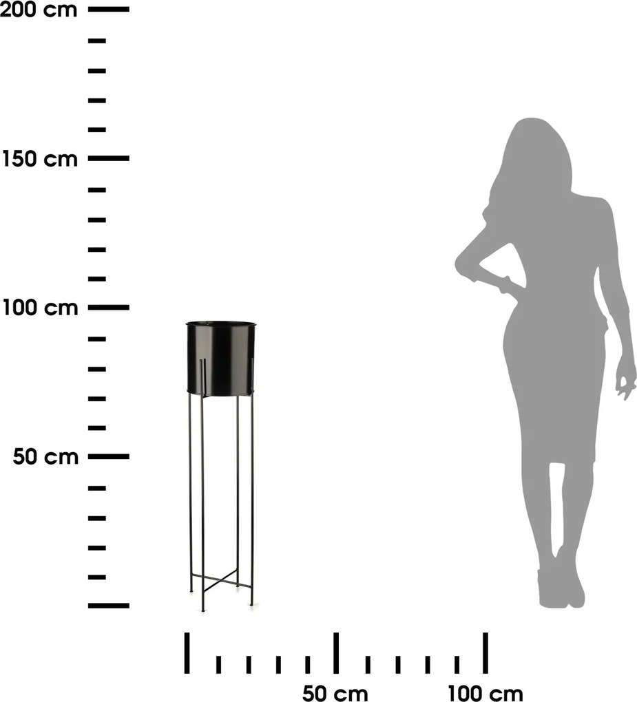 KOVOVÝ KVETINÁČ SO STOJANOM DARK 95X21 CM ČIERNA