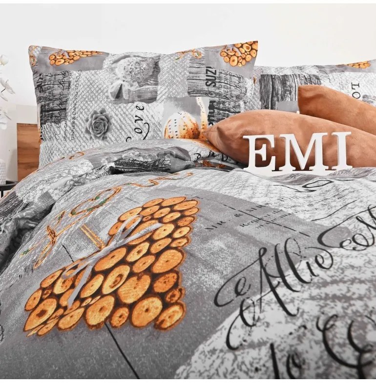 Obliečky bavlnené Zaos sivé EMI, Štandardný set jednolôžko obsahuje 1x 140x200 + 1x 70x90