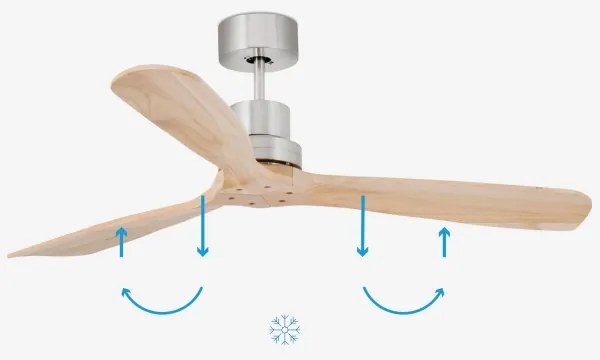 FARO 33373DC - Stropný ventilátor LANTAU drevo/matný chróm pr. 132 cm + DO