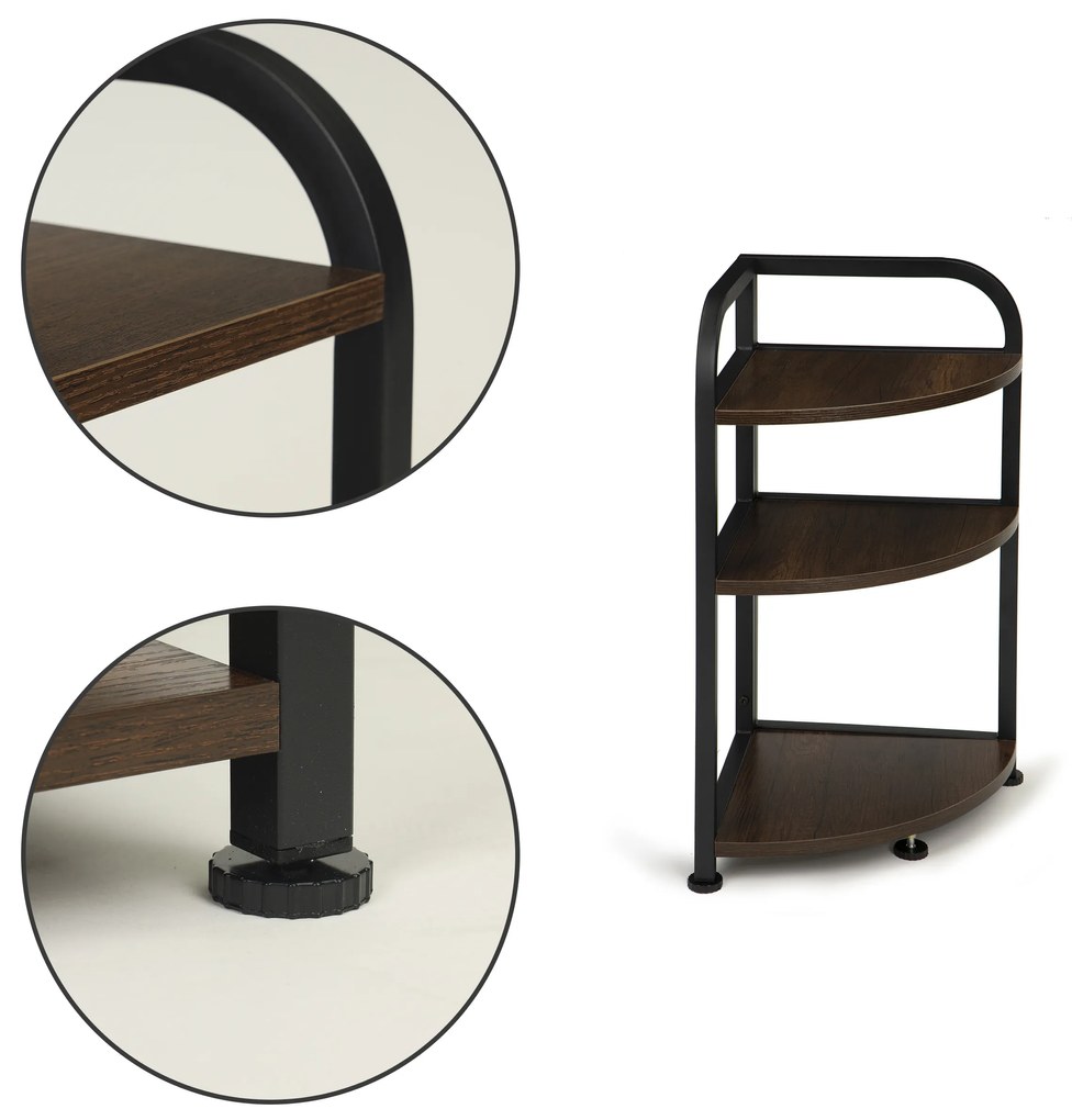 Wellhox Rohová regálová skriňa 3 police LOFT drevený roh