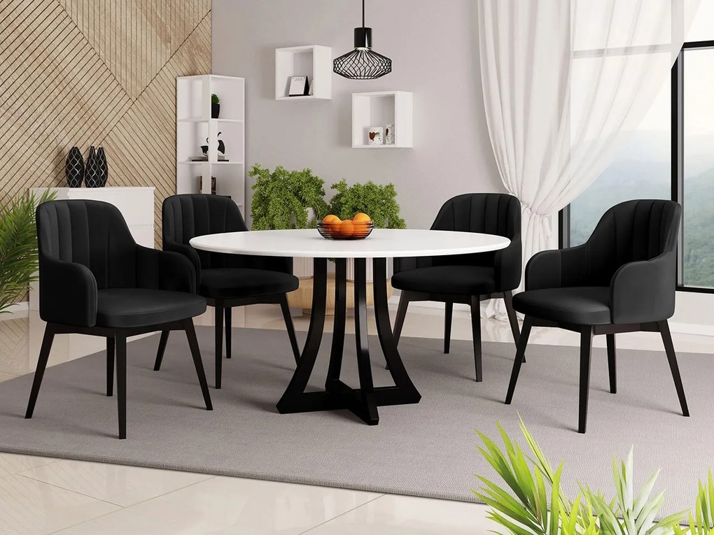 Okrúhly stôl Dagerto FI 120 so 4 stoličkami ST105 05, Dostupné poťahy: Baloo 2086, Farby: čierna