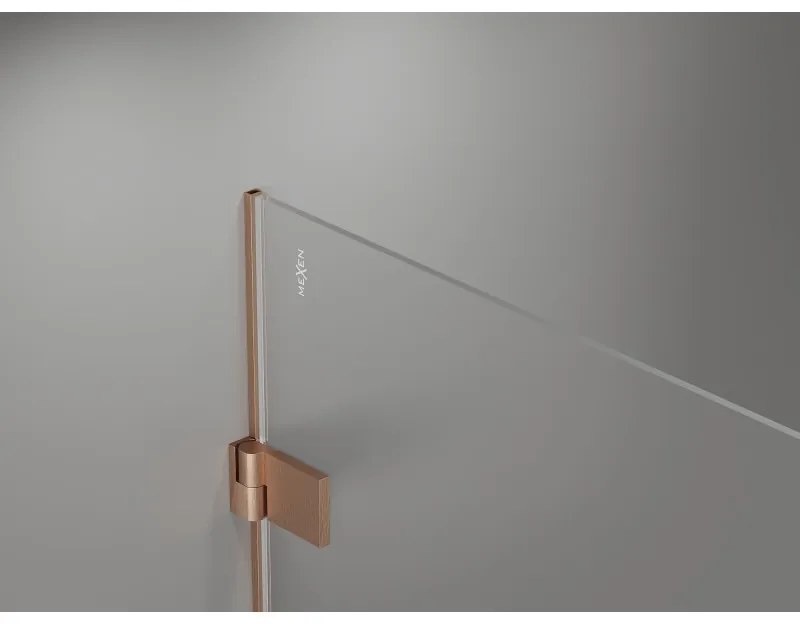 Mexen Lunar-B Duo výklopný sprchový kút 100 x 90 cm, číre sklo, medená matná, 832-100L-090P-65-00