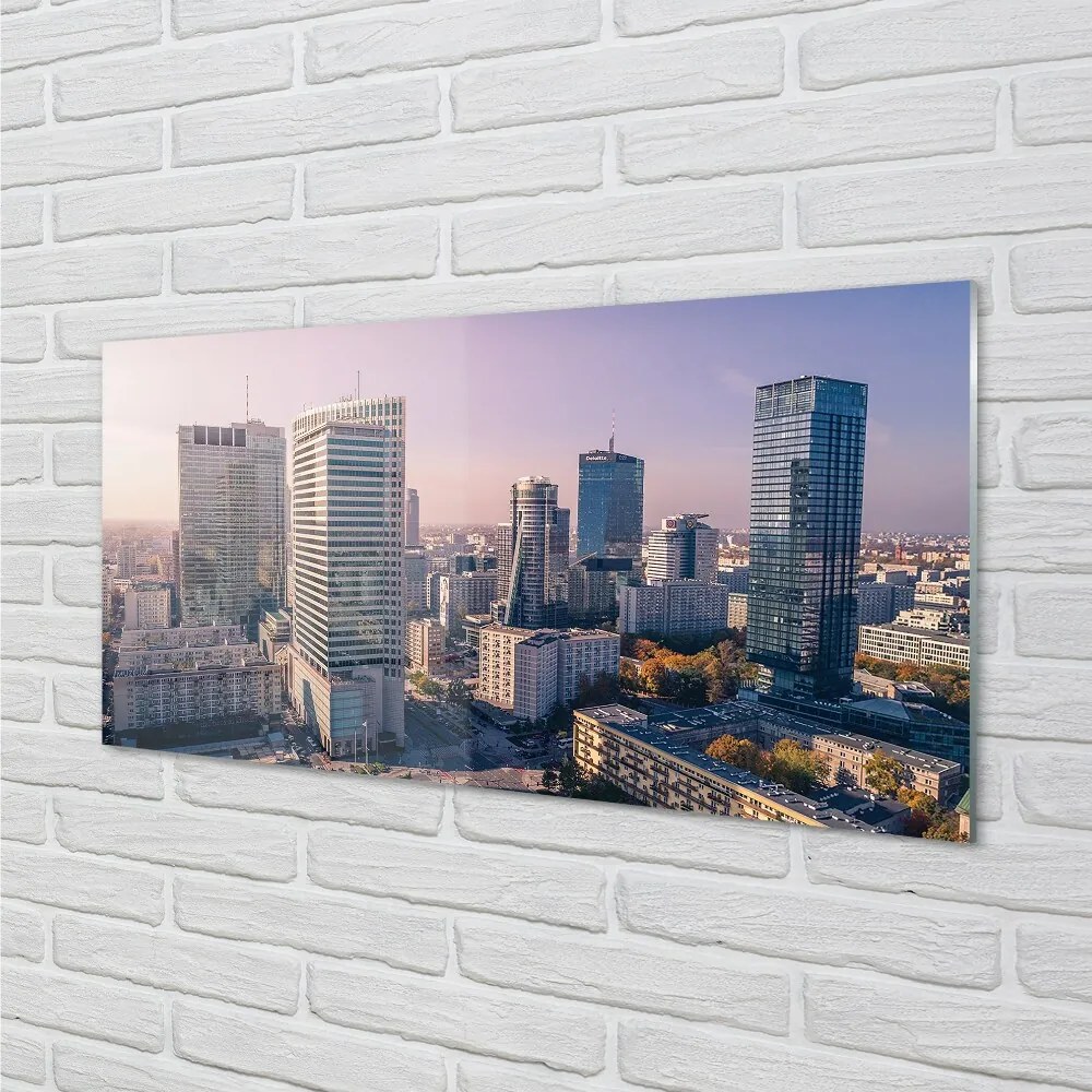 Sklenený obraz Varšava mrakodrapy panorámu 100x50 cm