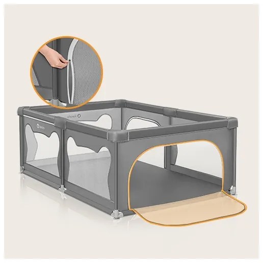 Lionelo - Hracia ohrádka WILLOW sivá