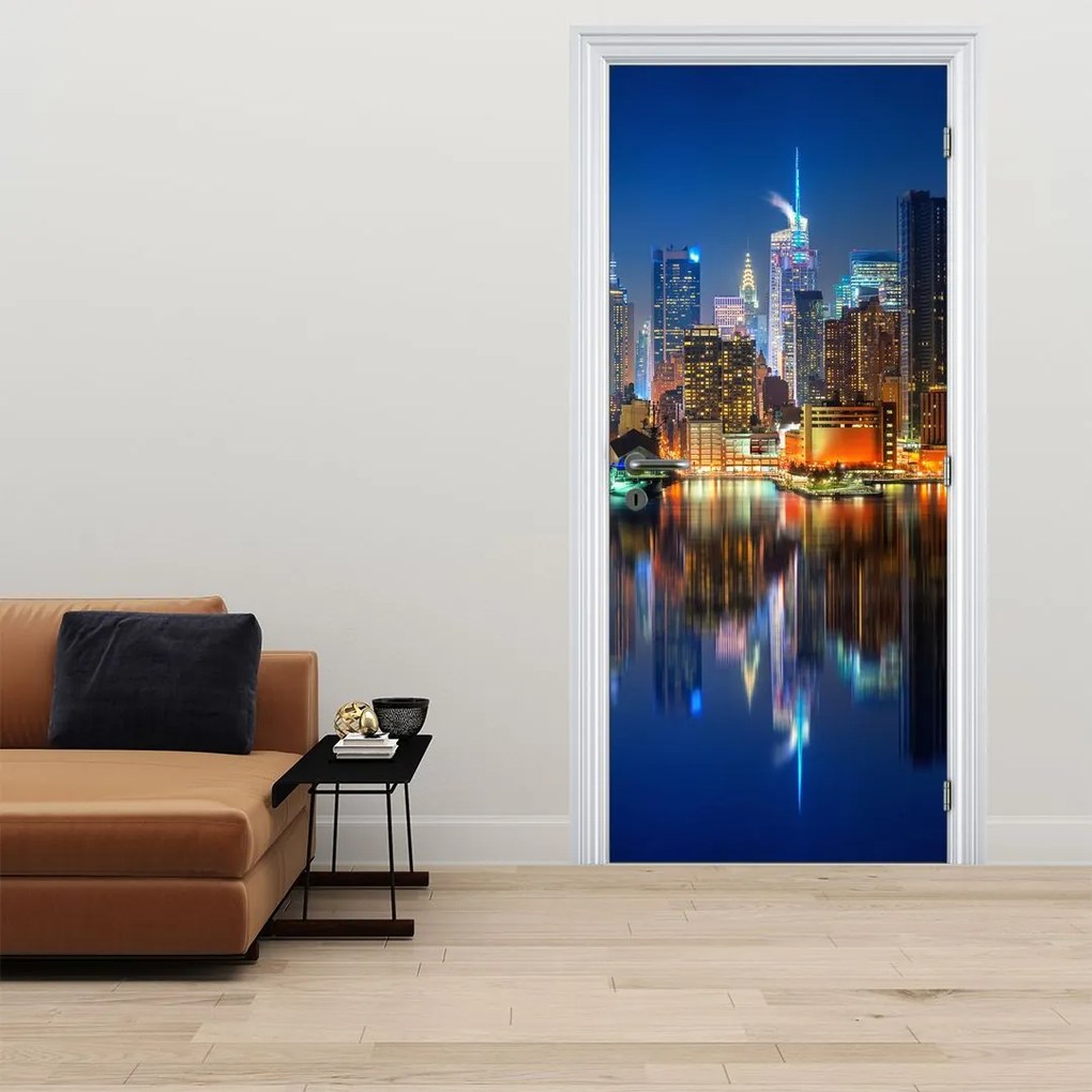 Fototapeta na dvere - Manhattan v noci (95x205cm)