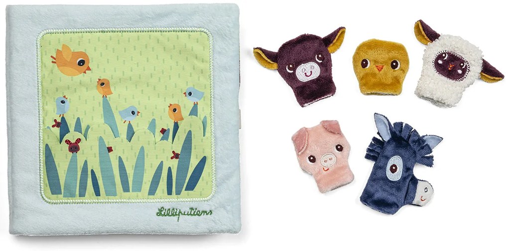 Lilliputiens - textilná knižka - mláďatká