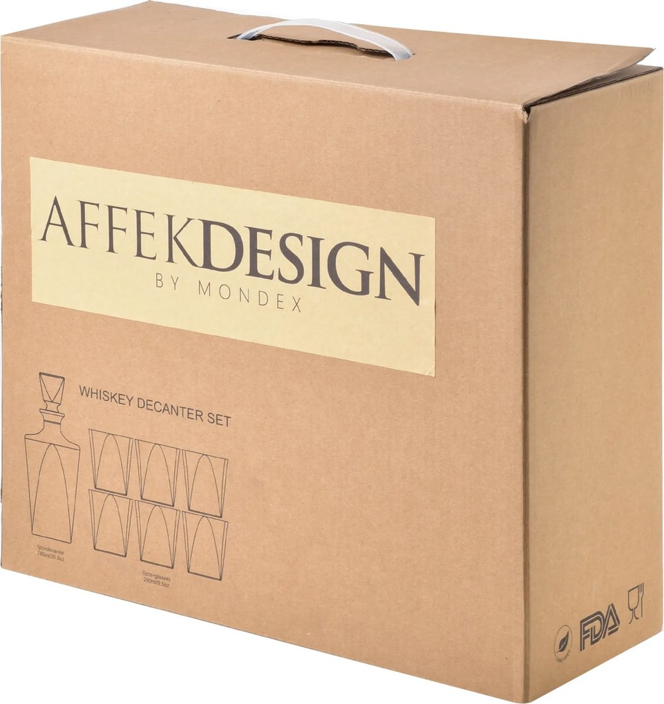 Súprava na likér 6 pohárov a karafa so zabrúseným hrdlom EVA TRIANGLE 280ml/780ml číra
