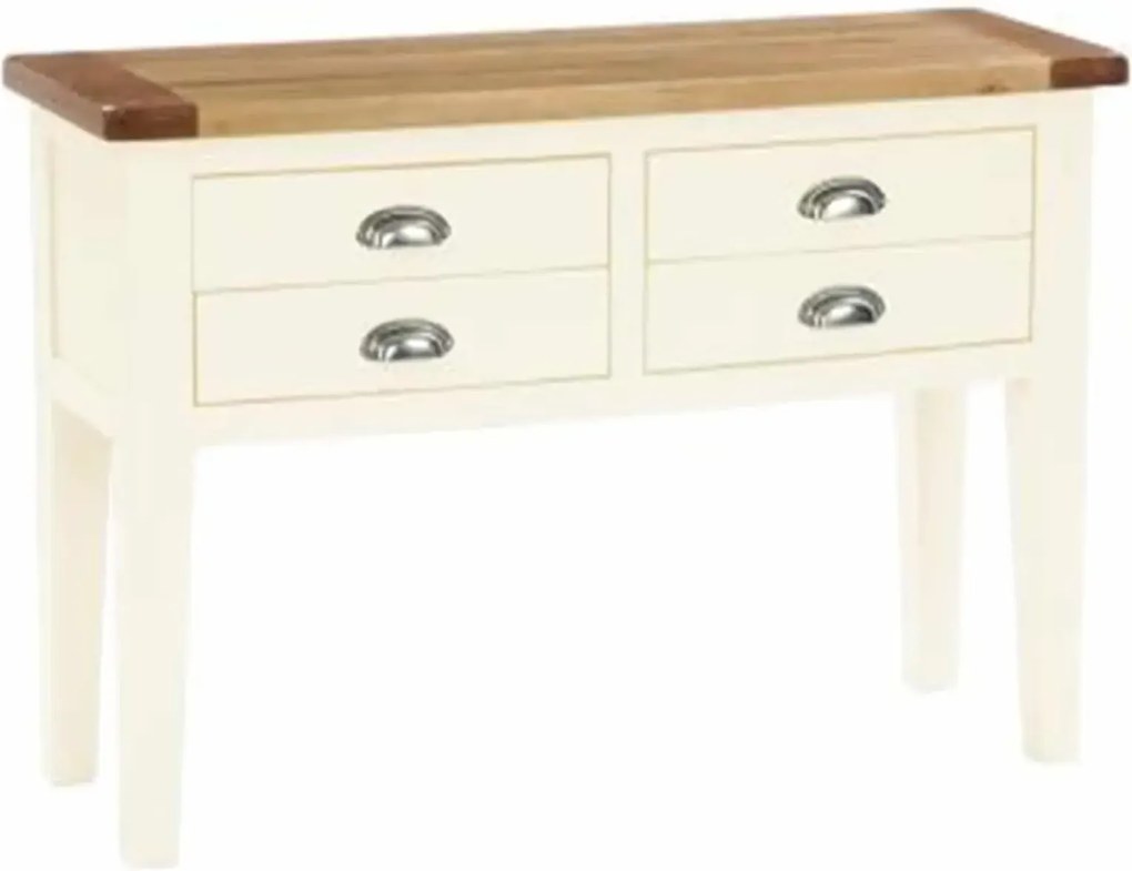 Biely konzolový stolík so 4 zásuvkami, 120x40x75 cm