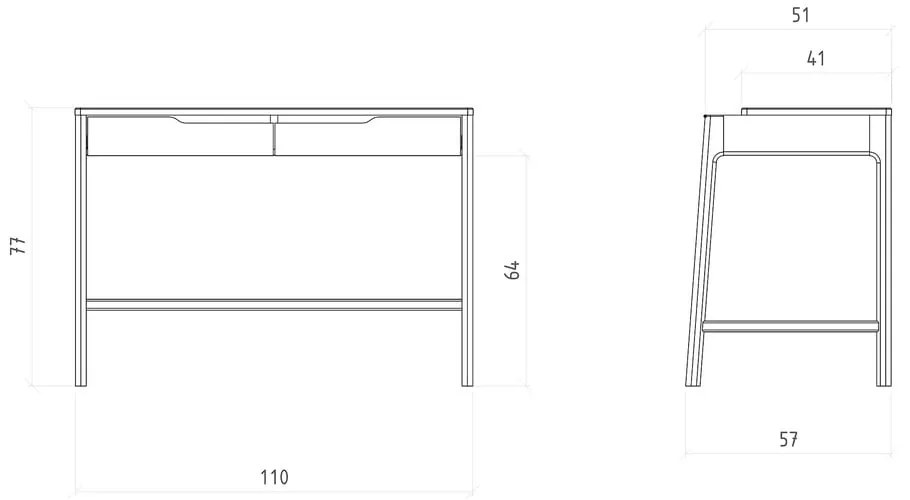 Toaletný stolík z dubového dreva 57x110 cm Twig – The Beds