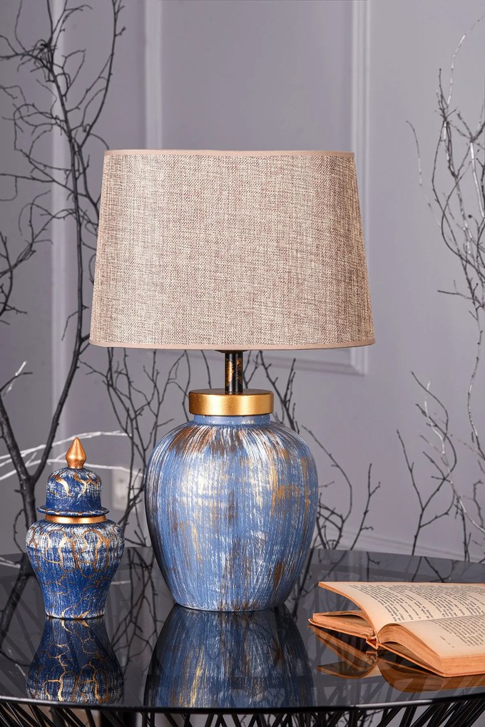 Stolní lampa Casandra modrá/hnědá