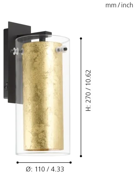Eglo 97839 - Nástenné svietidlo PINTO GOLD 1xE27/40W/230V