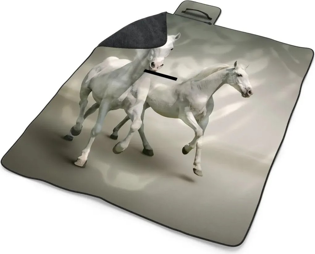 Sablio Plážová deka Dva biele kone: 200x140 cm