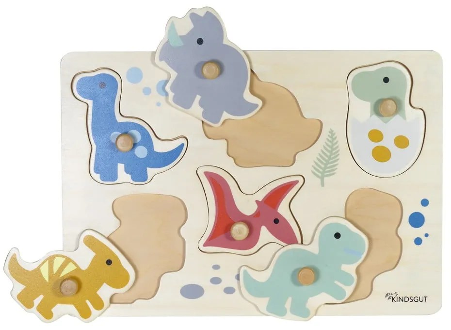 Drevené vkladacie puzzle (počet dielikov 6) Dinosaurs – Kindsgut