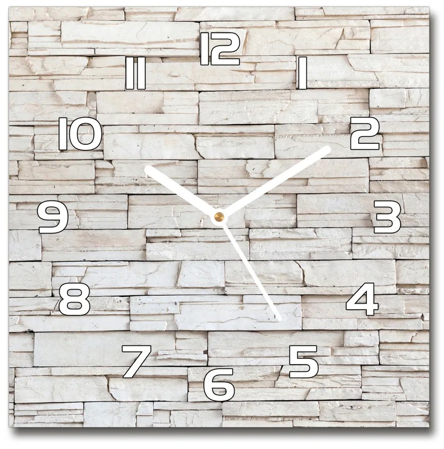 Sklenené hodiny štvorec Biela stena káment pl_zsk_30x30_f_56402195