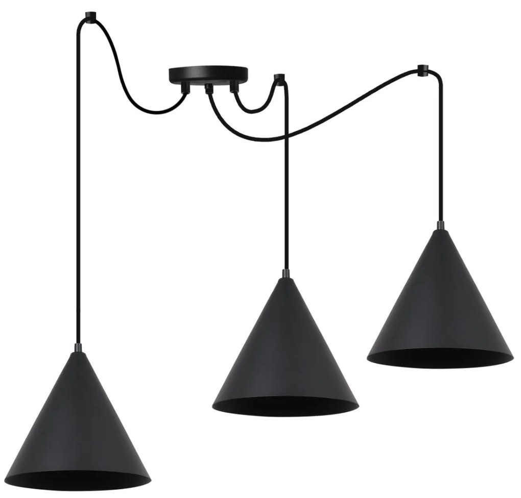 Závesné svietidlo Soho Spider, 3x čierne kovové tienidlo, (fi 25cm)