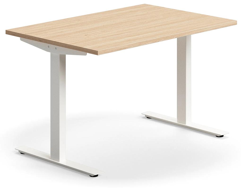 Kancelársky stôl QBUS, rovný, 1200x800 mm, T-rám, biely rám, dub