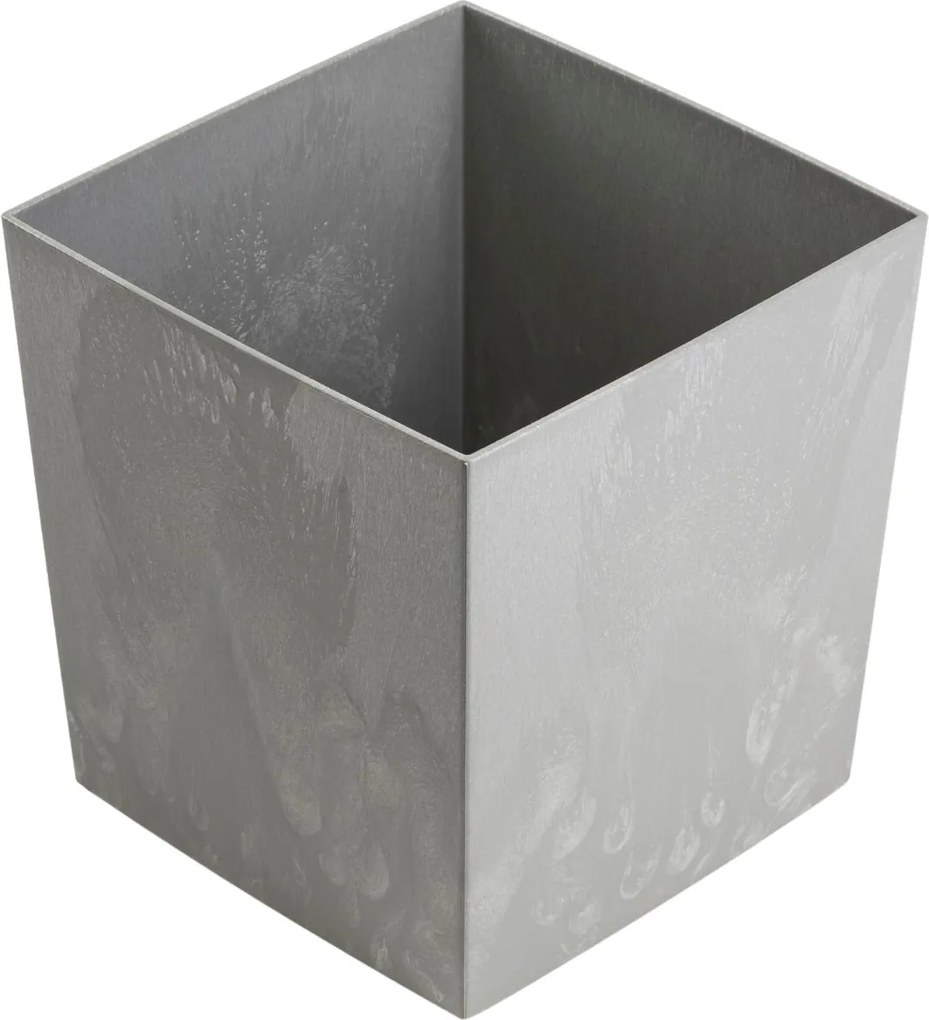 PLASTOVÝ KVETINÁČ FLORE 30,5X29,5X29,5 CM IMITÁCIA BETÓNU SIVÁ
