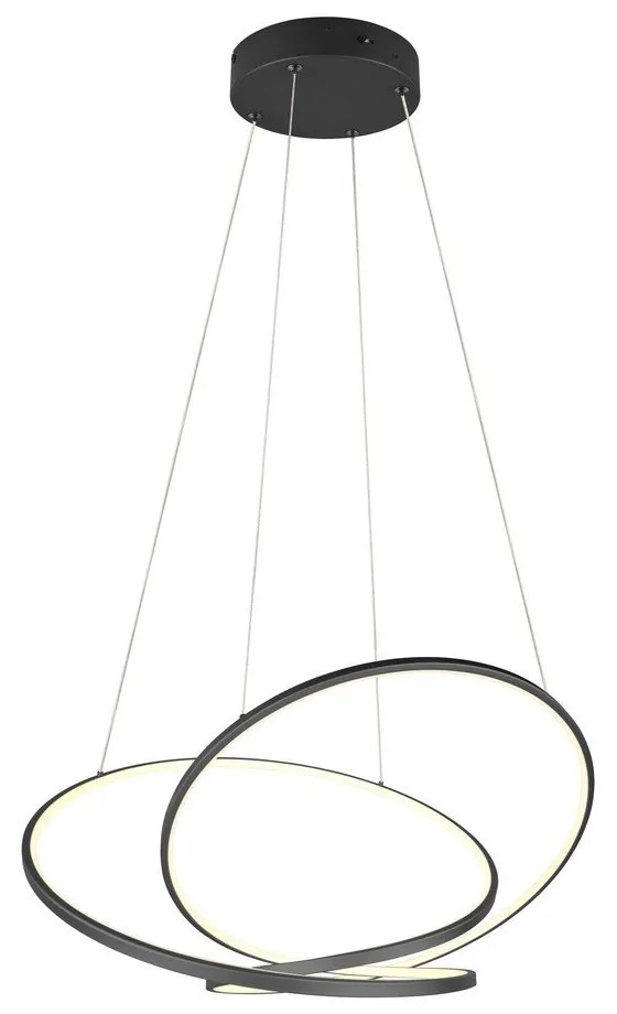 Matne čierne LED stmievateľné závesné svietidlo Darvin – Trio