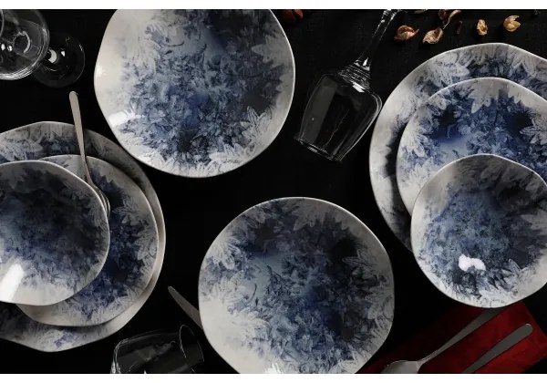 Jedálenská súprava 24 ks, modrá/porcelán