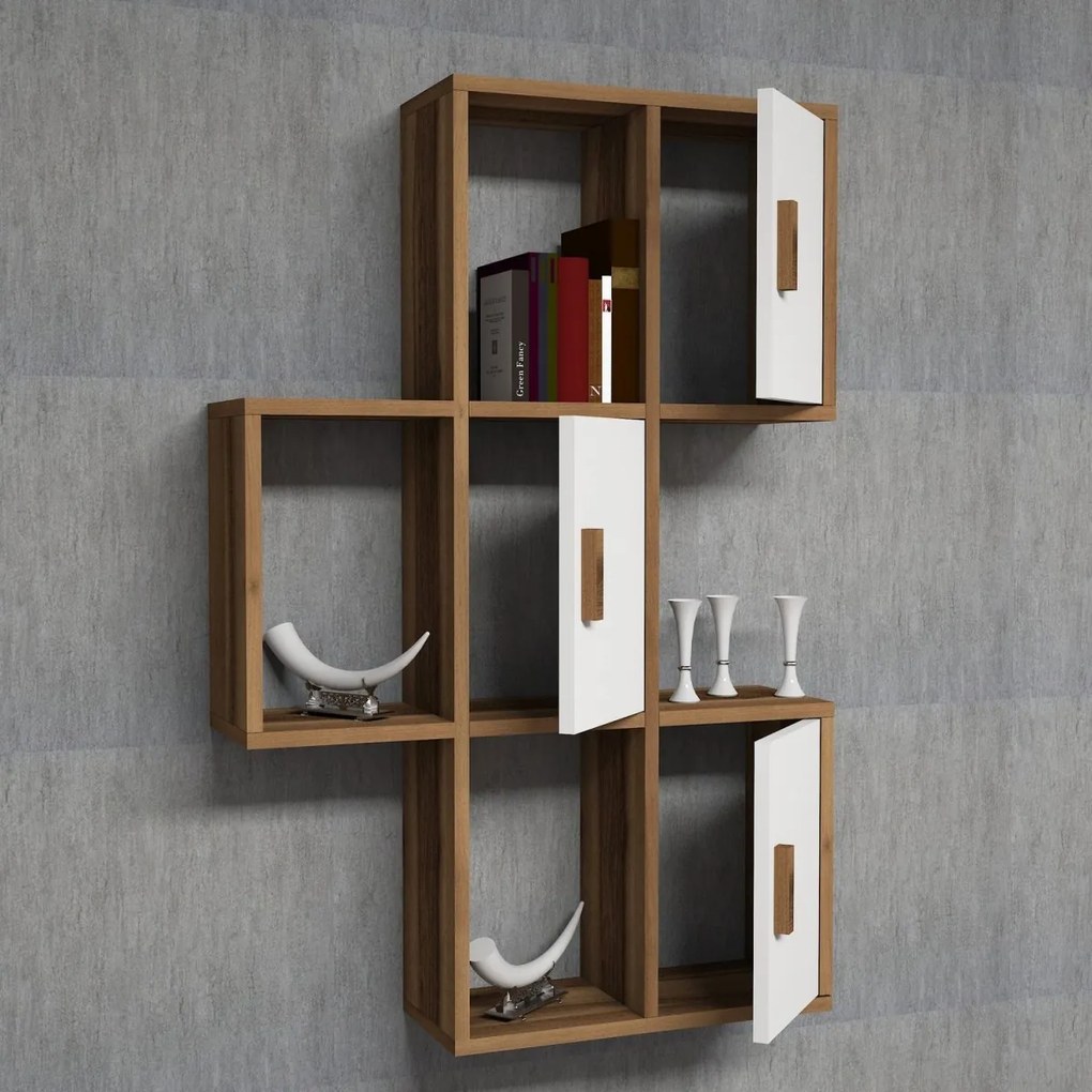 Nástenná polica FLORA 50 cm dub jantár/biela