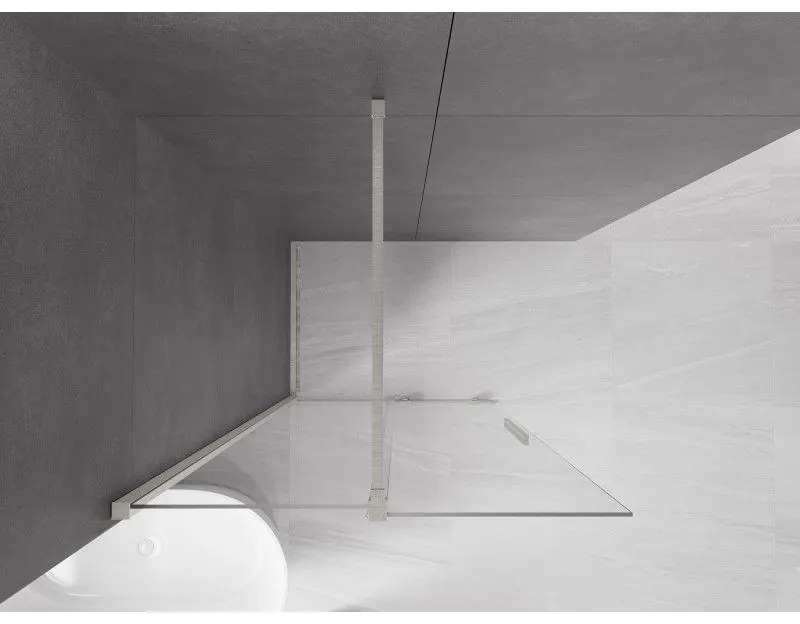 Mexen Velar, sprchová zástena s posuvnými dverami Walk-in 70 x 200 cm, 8mm číre sklo, brúsená oceľ, 871-070-000-03-97