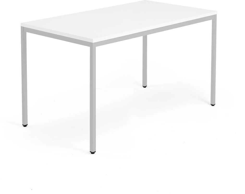 Kancelársky pracovný stôl Modulus, 1400x800 mm, biela/strieborná