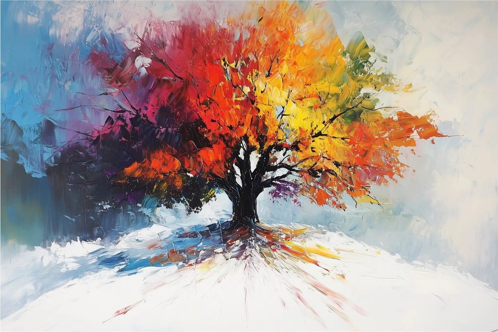 Obraz - Pestrofarebný strom (90x60 cm)