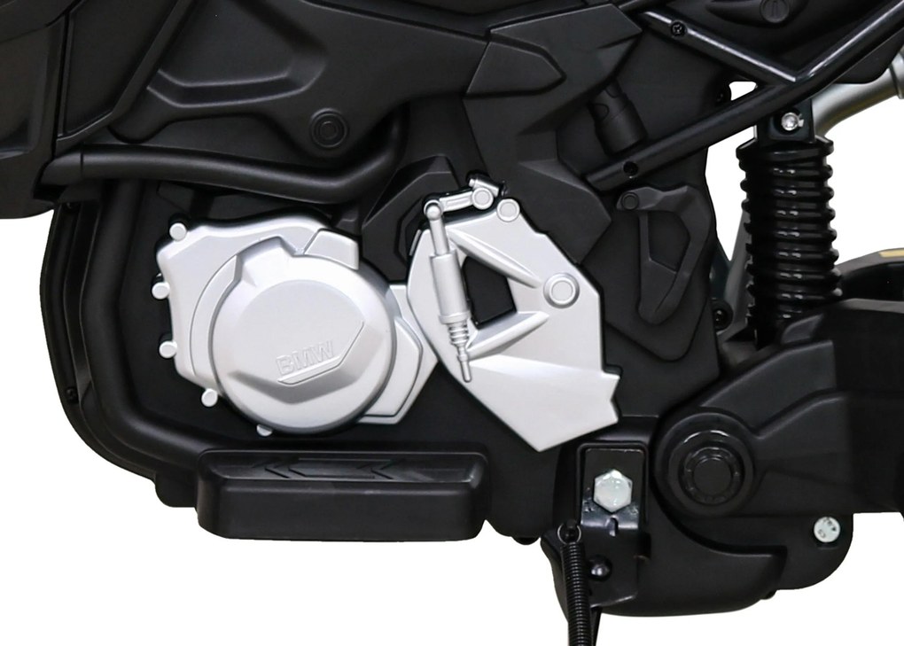 Ramiz Detský motocykel na batérie BMW F850 GS biely + pomocné kolieska + audio LED + pomalý štart + EVA